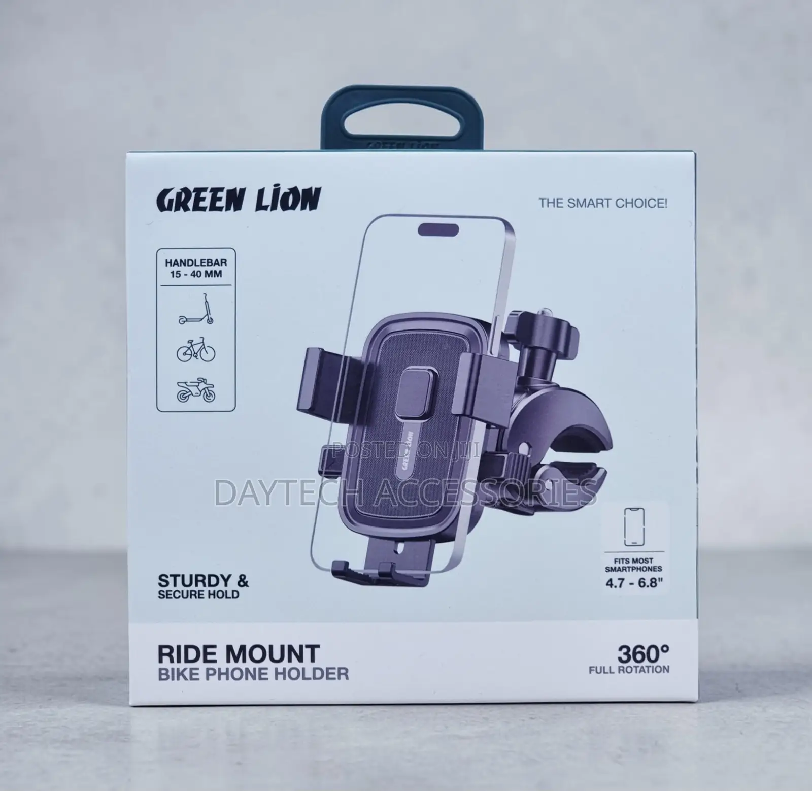 Green Lion Ride Mount Bike Phone Holder Black Gnridhldbk