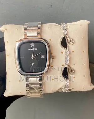 Ladies Sleek Timepiece Paired With a Bracelet