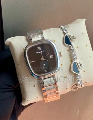 Ladies Sleek Timepiece Paired With a Bracelet