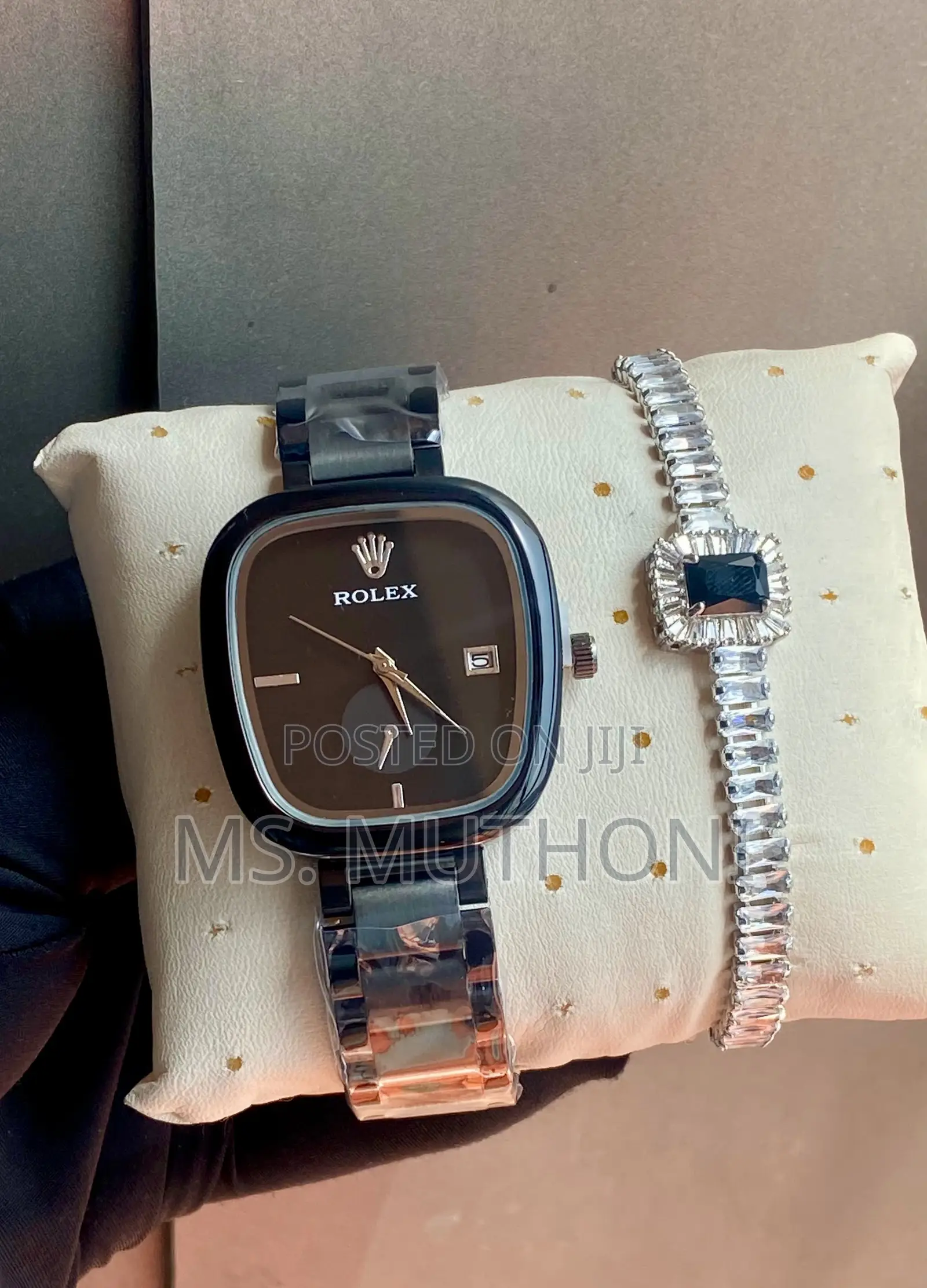 Ladies Sleek Timepiece Paired With a Bracelet