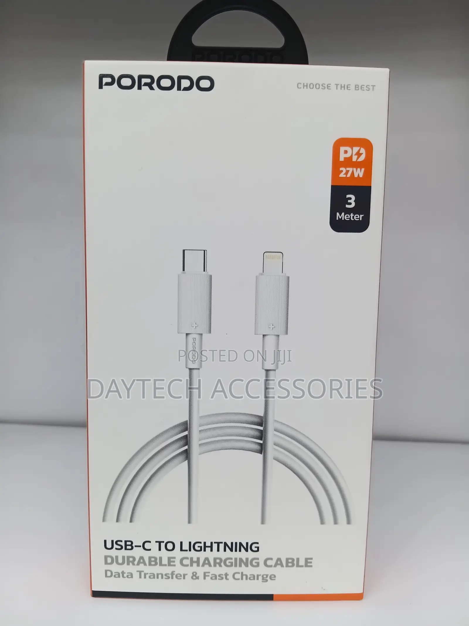 This Is a Porodo USB-C to Lightning 3-Meter Durable Charging Cable