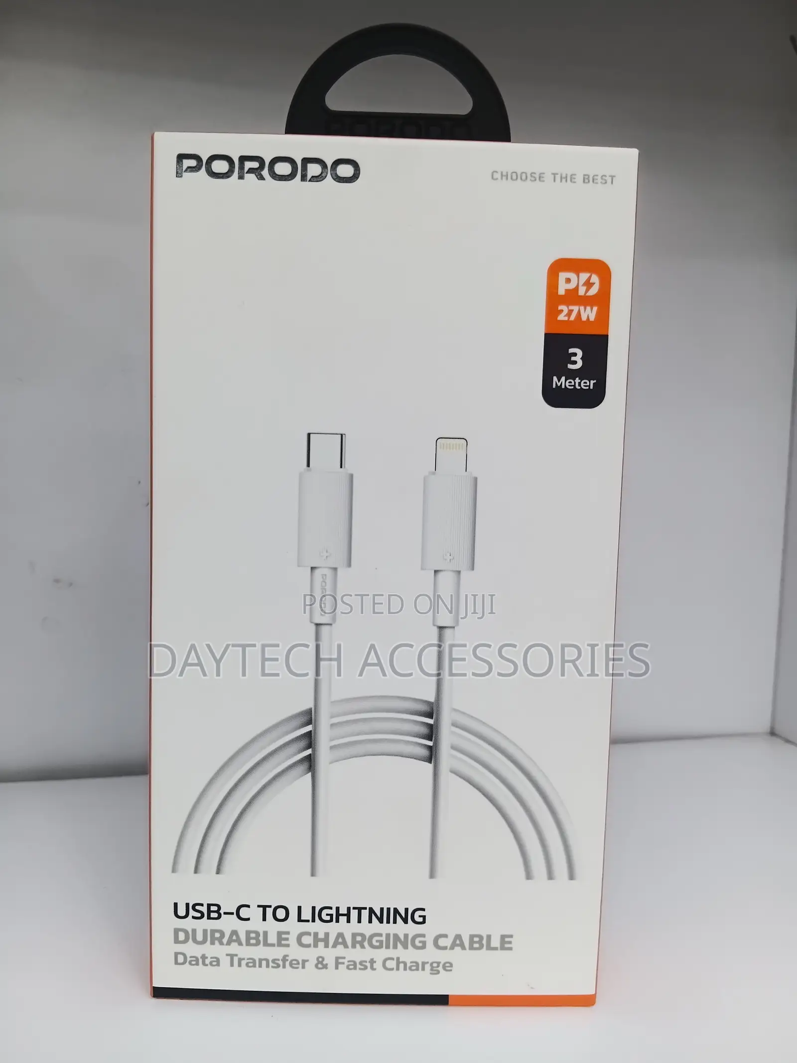 This Is a Porodo USB-C to Lightning 3-Meter Durable Charging Cable