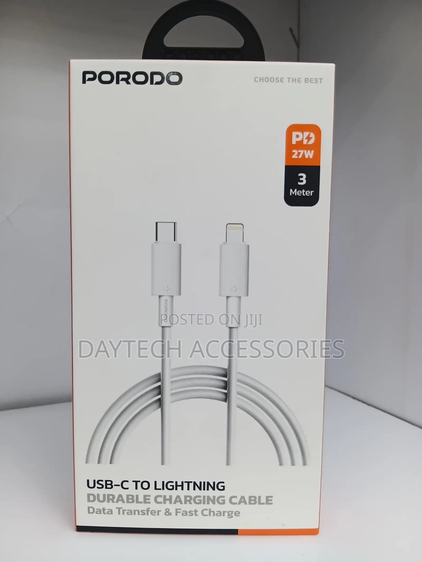 This Is a Porodo USB-C to Lightning 3-Meter Durable Charging Cable