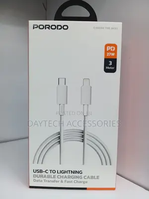This Is a Porodo USB-C to Lightning 3-Meter Durable Charging Cable