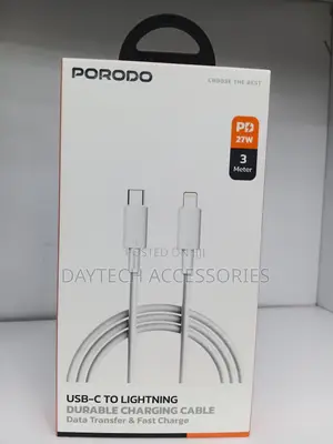 Porodo USB Type-C to Lightning Head Fast Charging Cable 27W PD - 3M