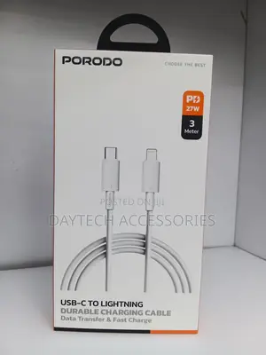 Porodo USB Type-C to Lightning Head Fast Charging Cable 27W PD - 3M
