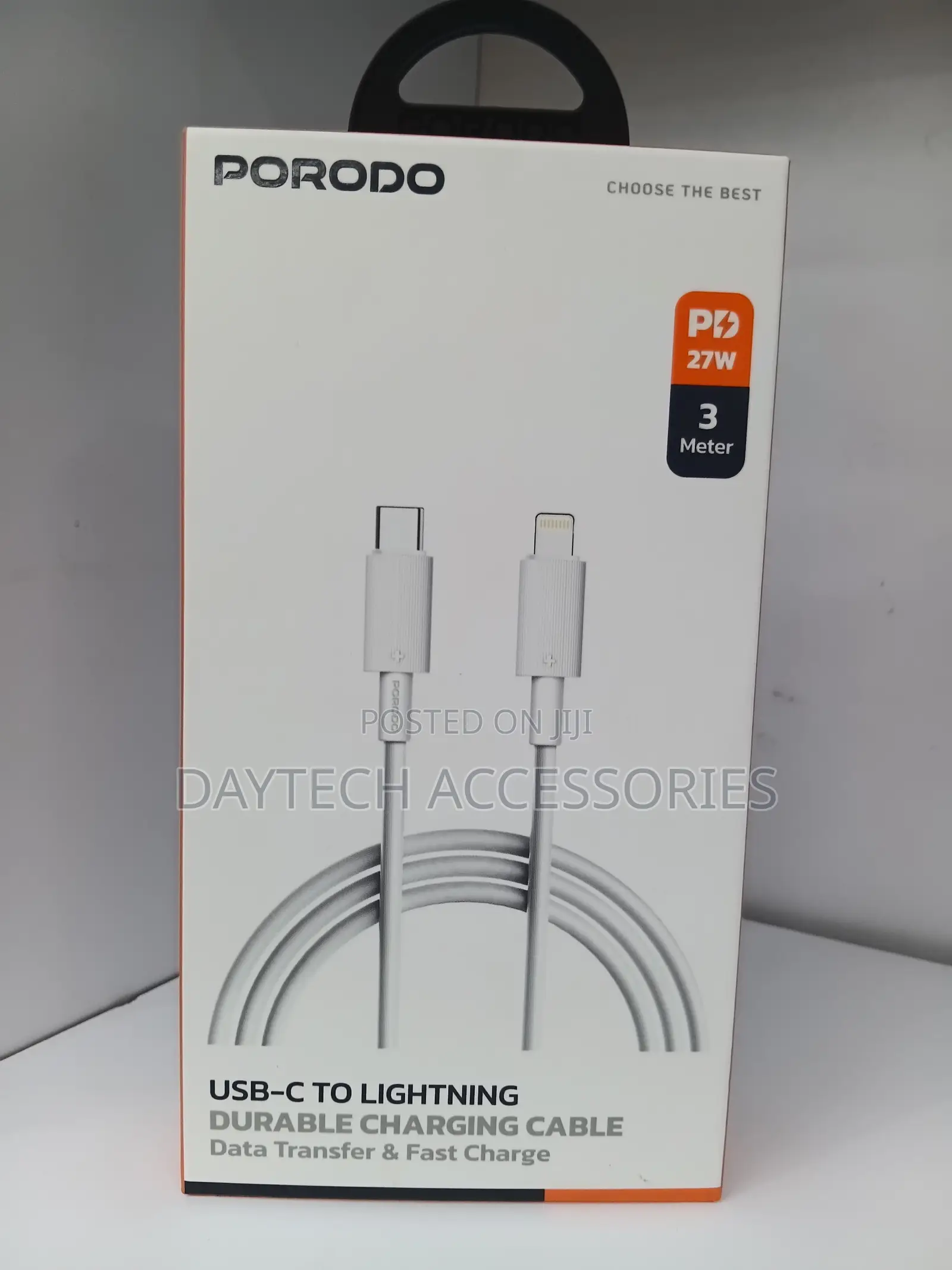 Porodo USB Type-C to Lightning Head Fast Charging Cable 27W PD - 3M