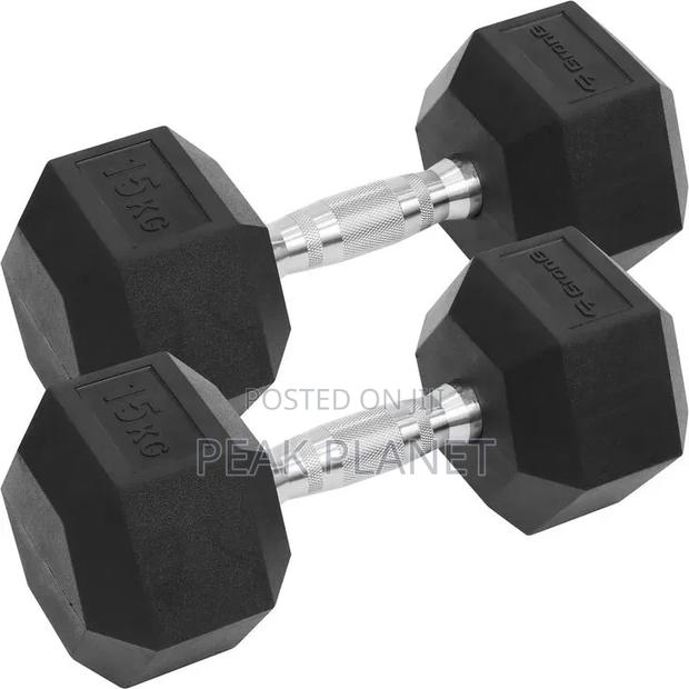 Hex Dumbbells Set – Rubber Coated KSh 350 Per Kg