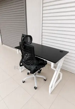 Office Workstation Desk Adjustable Chair - Black White