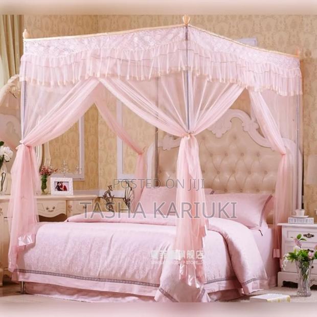 5 by 6 Four Stand Mosquito Net _ Pink - main view