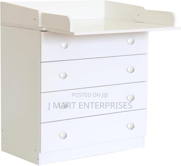 Kidsaw Childs 4 Drawer Unit With Changing Board and Storage, White - main view