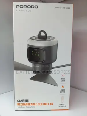 Porodo Lifestyle Rechargeable Camping Ceiling Fan 12,000mAh Battery.