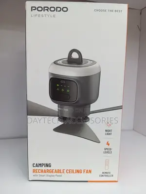 Porodo Portable Ceiling Fan 12000mAh Rechargeable Camping Fan.