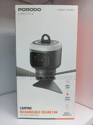 Porodo Portable Ceiling Fan 12000mAh Rechargeable Camping Fan.