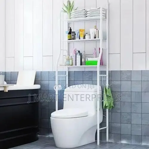3-Tier Stainless Steel Toilet Stand Rack - White Space Saver Organizer