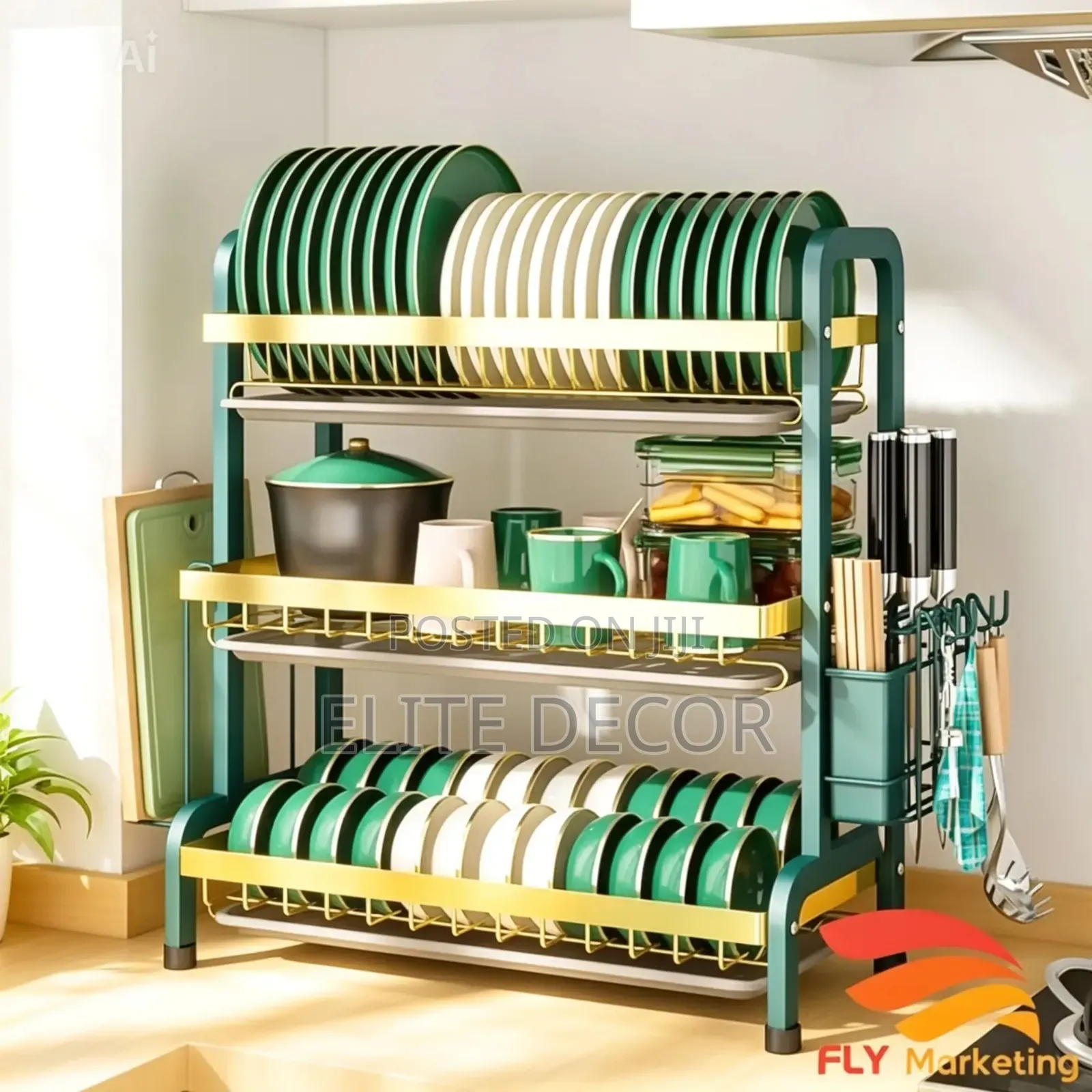 Advanced 3-Tier Dish Rack – Premium Kitchen Organizer