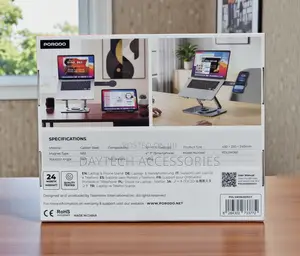 Porodo Foldable 360 Dual Use Laptop Stand and Mobile Magsafe Holder.