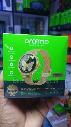 Oraimo Muse 2 Smart Watch – 140+ Sports Modes AMOLED Display