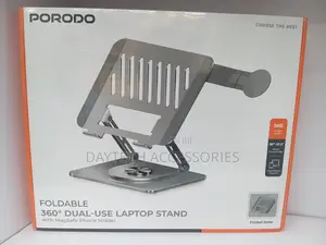 Porodo Foldable 360° Dual-Use Laptop Stand With MagSafe Holder Stand.