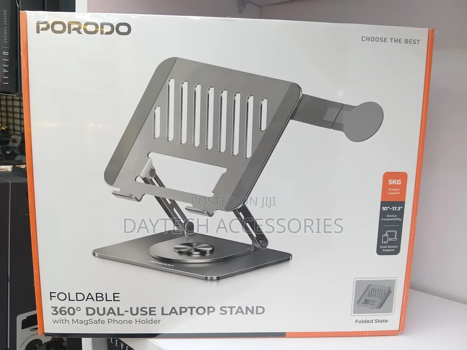 Porodo Foldable 360° Dual-Use Laptop Stand With MagSafe Holder Stand.