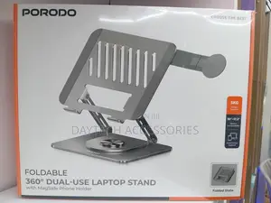 Porodo Foldable 360° Dual-Use Laptop Stand With MagSafe Holder Stand.