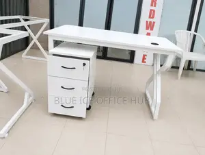 Modern White Office Desk With 3 Drawers Mobile Cabinet