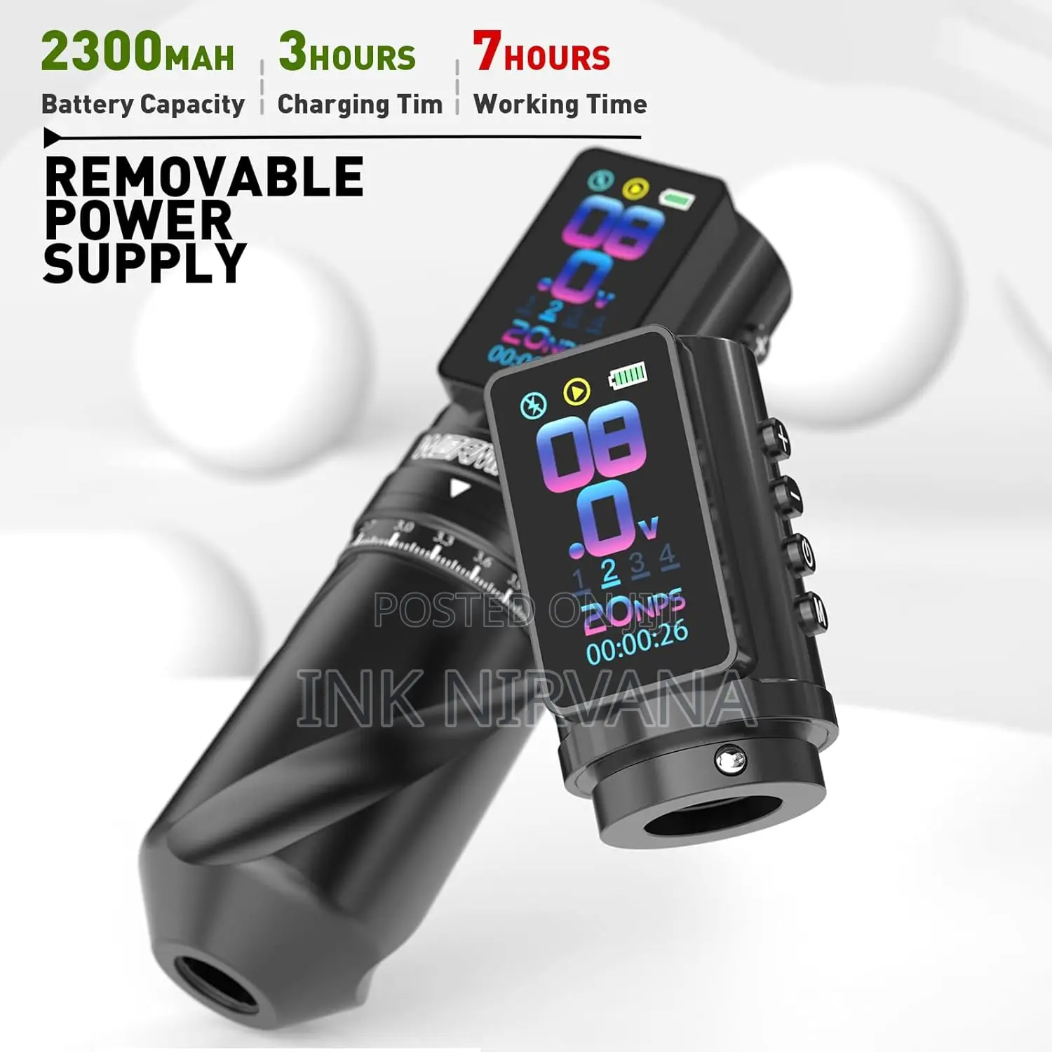 Wormhole Wireless Tattoo Machine Full Kit- 2 PCS Batteries