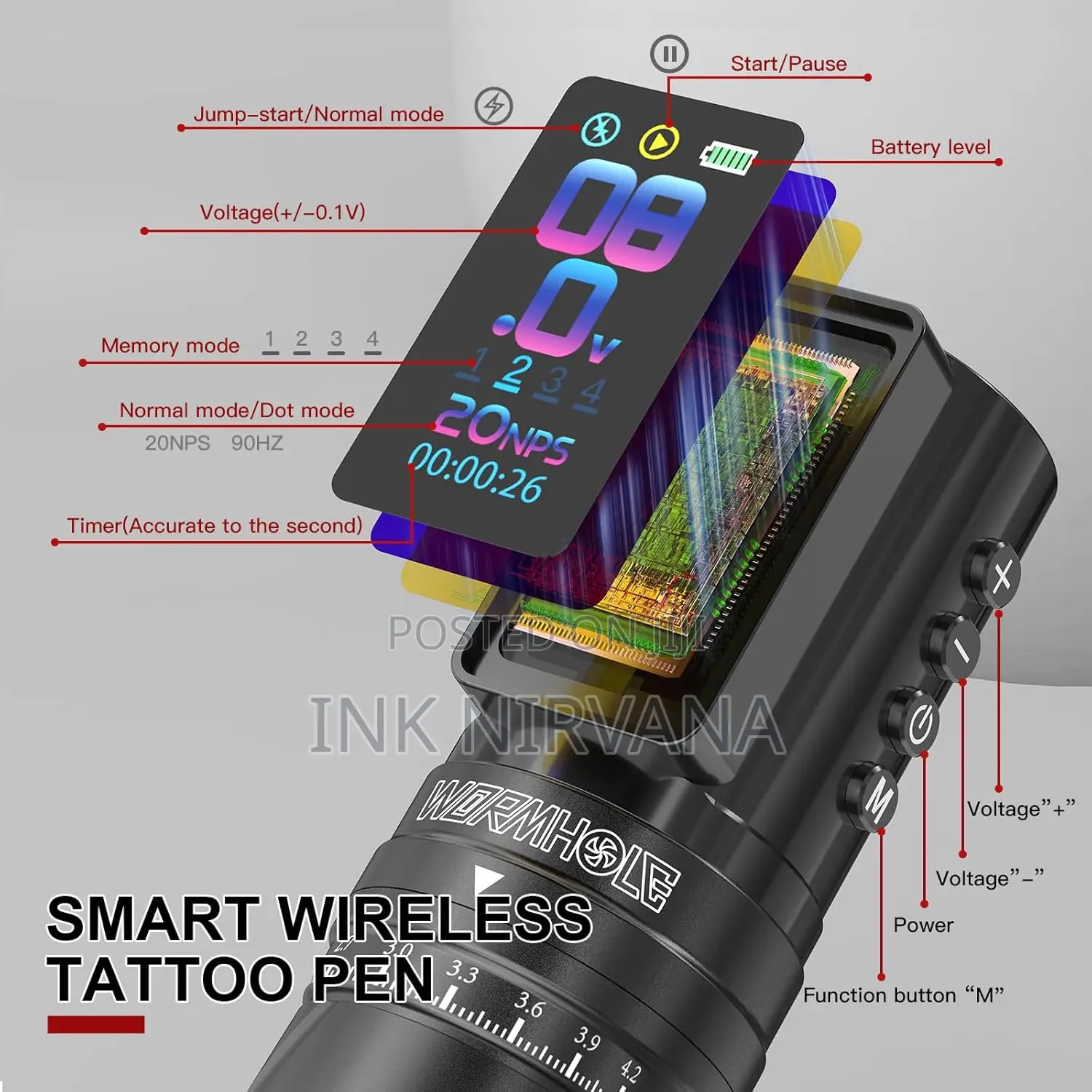 Wormhole Wireless Tattoo Machine Full Kit- 2 PCS Batteries