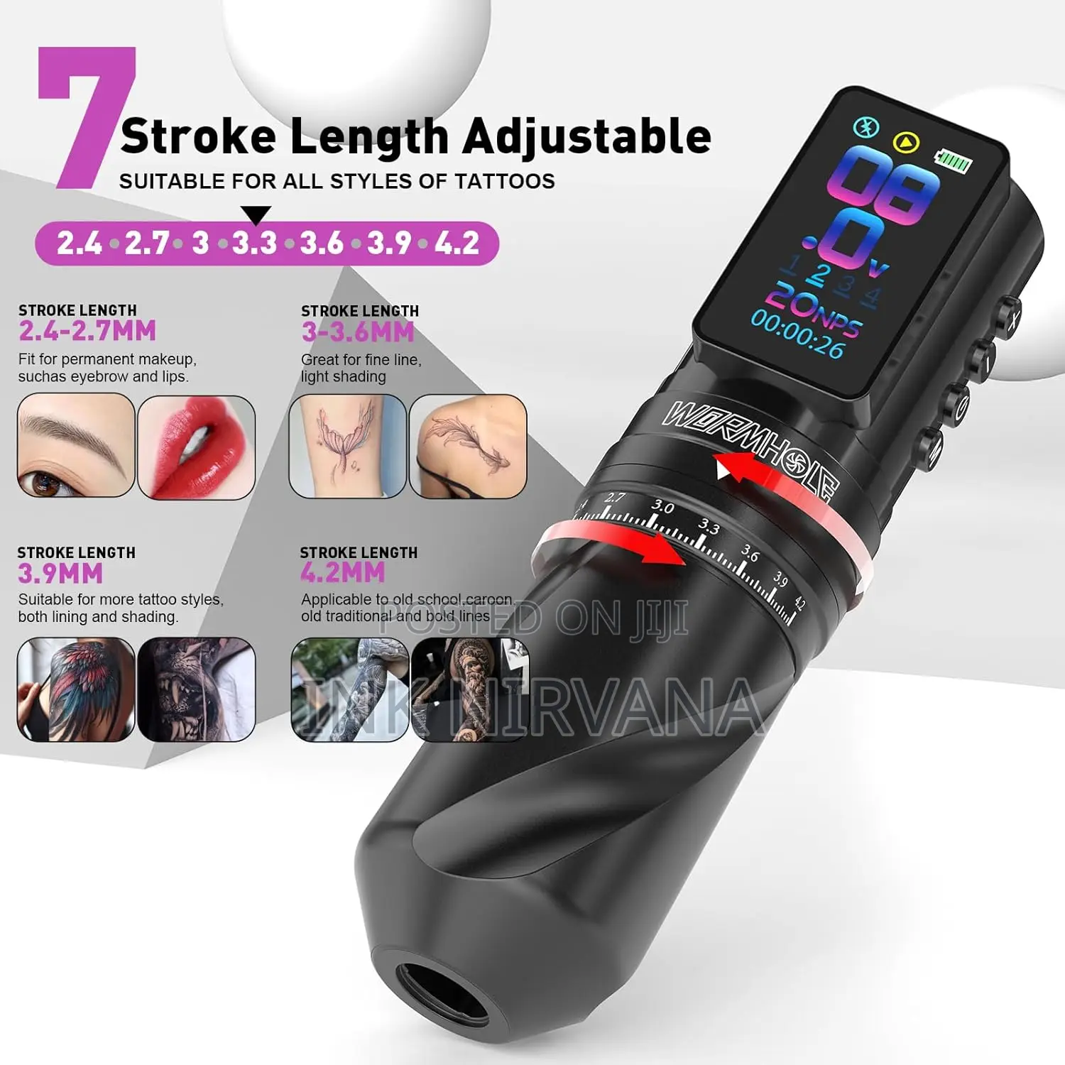 Wormhole Wireless Tattoo Machine Full Kit- 2 PCS Batteries