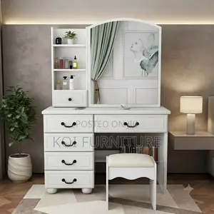 Dressers; White Design Match Dressin Room Vanity Set