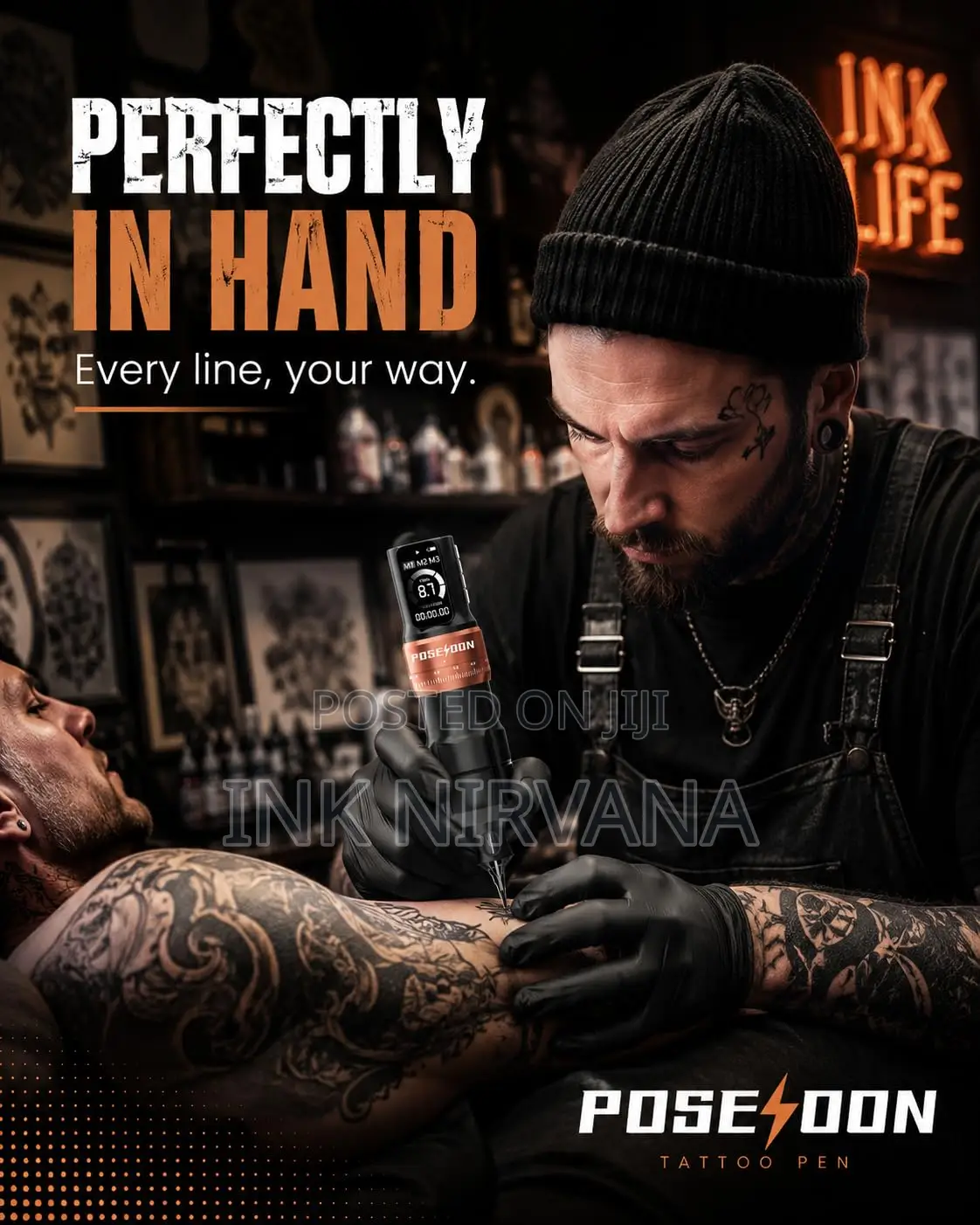 Poseidon Wireless Tattoo Machine Full Kit- 2pcs Batteries