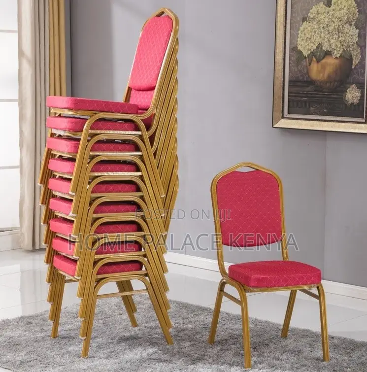 Dining Chair: Crown Back Metallic Banquet Chair
