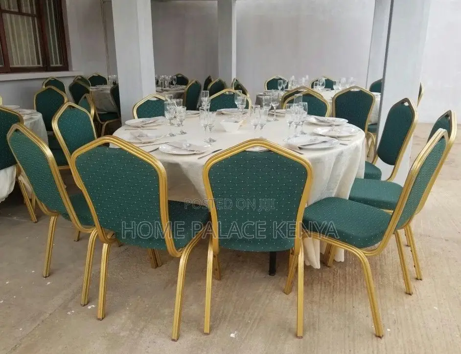 Dining Chair: Crown Back Metallic Banquet Chair