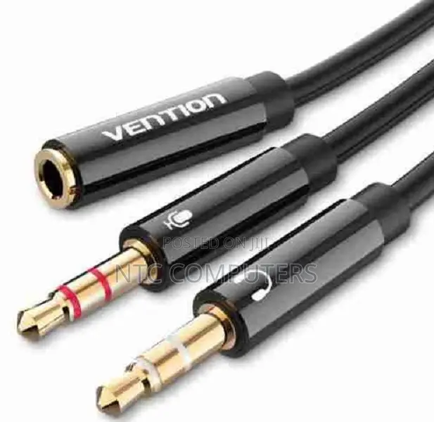 Vention 2*3.5mm Male to 4 Pole 3.5mm Female Audio Cable 1M Black