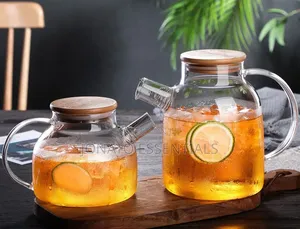 Elegant Glass Teapot Set With Wooden Lid 1.8L and 1.5L