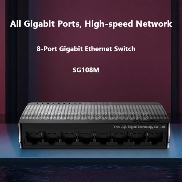 8-Port Gigabit Network Switch Plug Play High-Speed Ethernet Hub S108 - thumbnail 3
