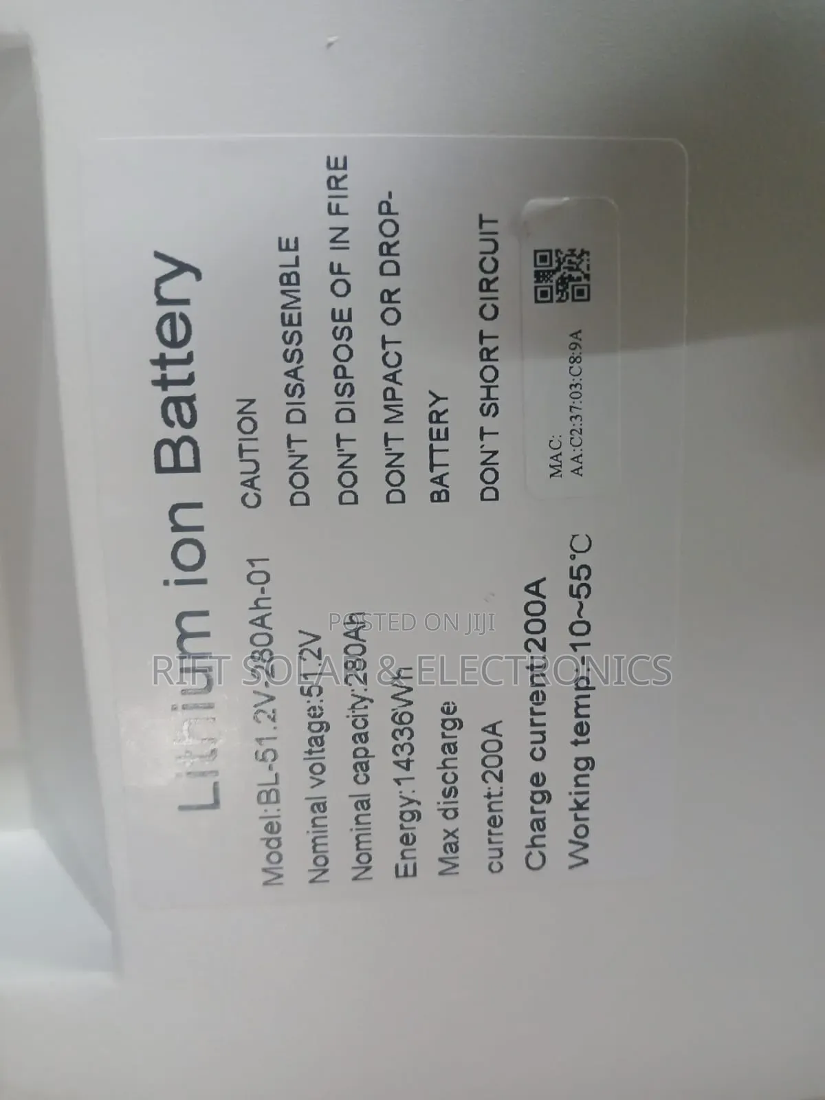 14kwh - 48v (280ah) Lithium Ion Battery 8000 Cycle 10 Yrs Warranty