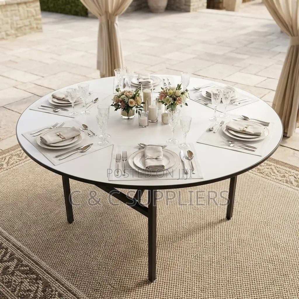 White Round Event Banquet Table