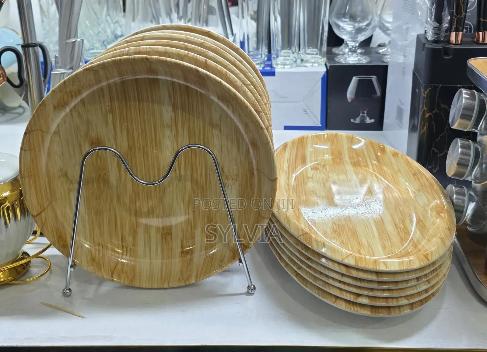 Wooden Print Melamine Tray or Platter 12 Inch