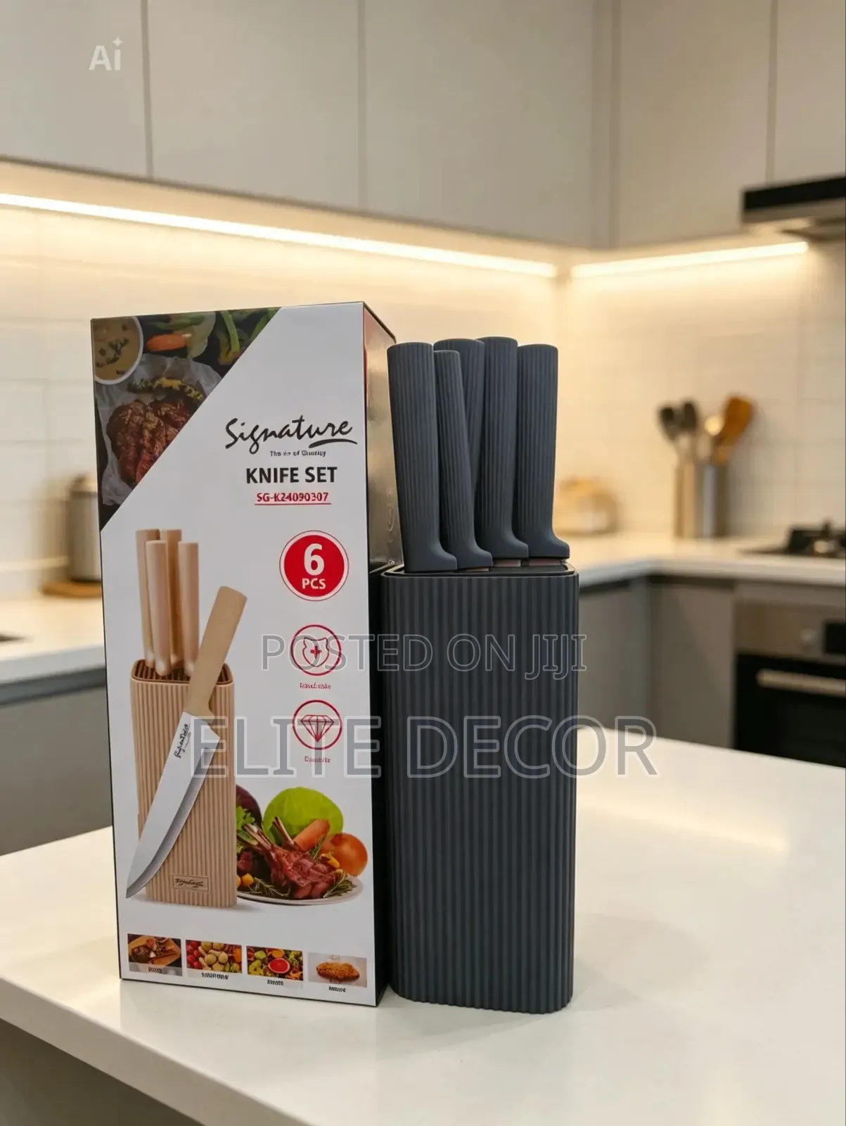 Signature 6pcs Kitchen Knife Set With Stand – Elegant Stainless