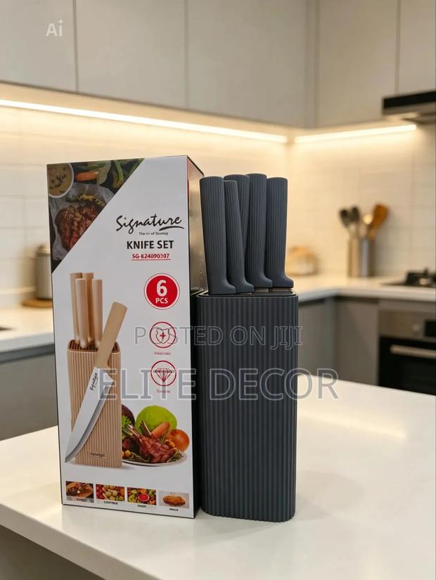Signature 6pcs Kitchen Knife Set With Stand – Elegant Stainless