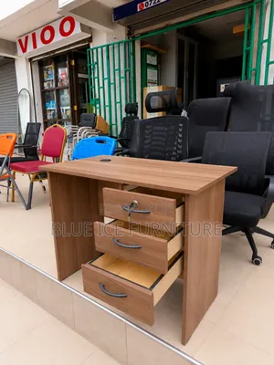 Modern Walnut Office Desk With 3 Drawers