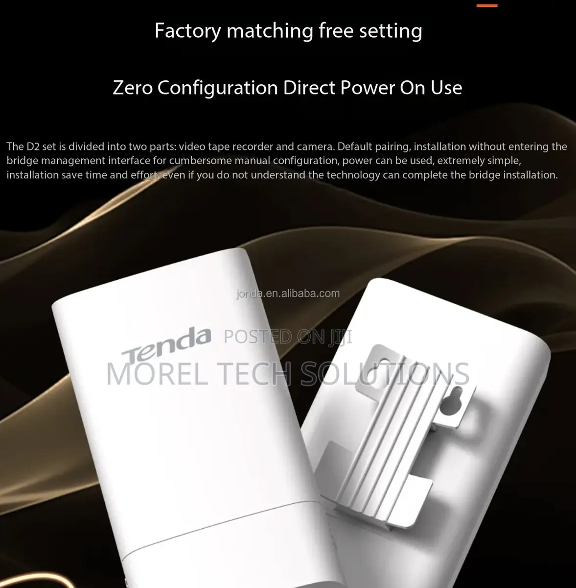 Tenda D2 WiFi 6 Outdoor Wireless Bridge Extender, 2.4GHz 287Mbps Range