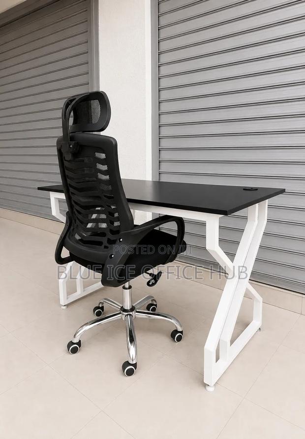 Study Office Desk With Mesh Swivel Headrest Chair - main view