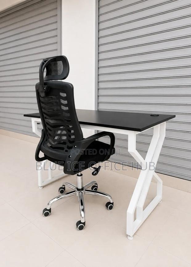 Study Office Desk With Mesh Swivel Headrest Chair - thumbnail 2