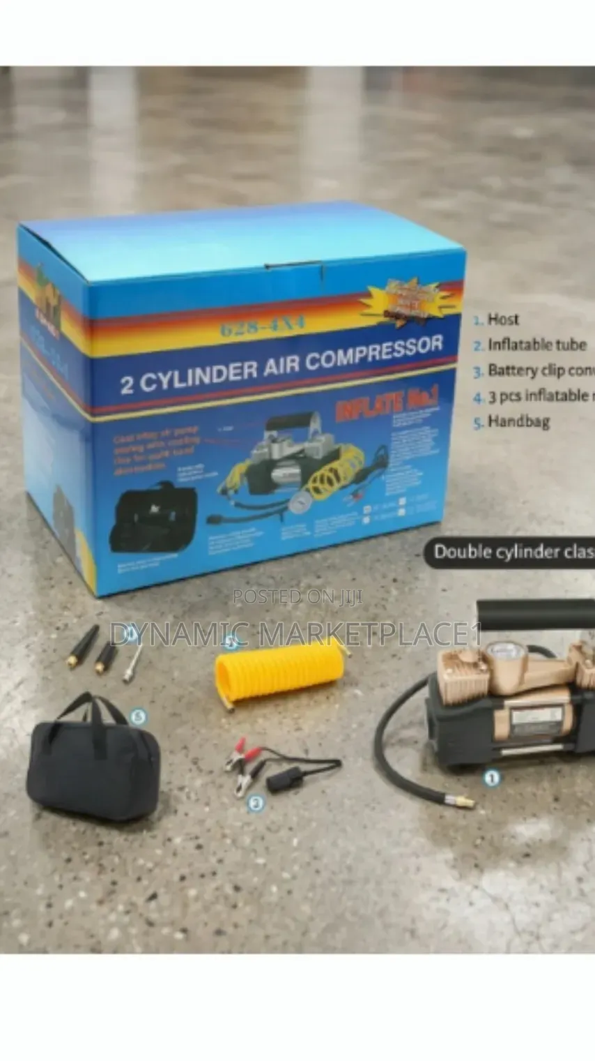 Double Cylinder Portable Air Compressor – Heavy Duty 12v