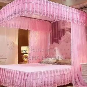 Fashion Two Stand Mosquito Net _ Pink 5 by 6