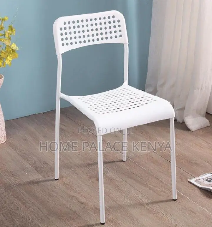 Home Chair: Classic White Metal Mesh Chair With Holes