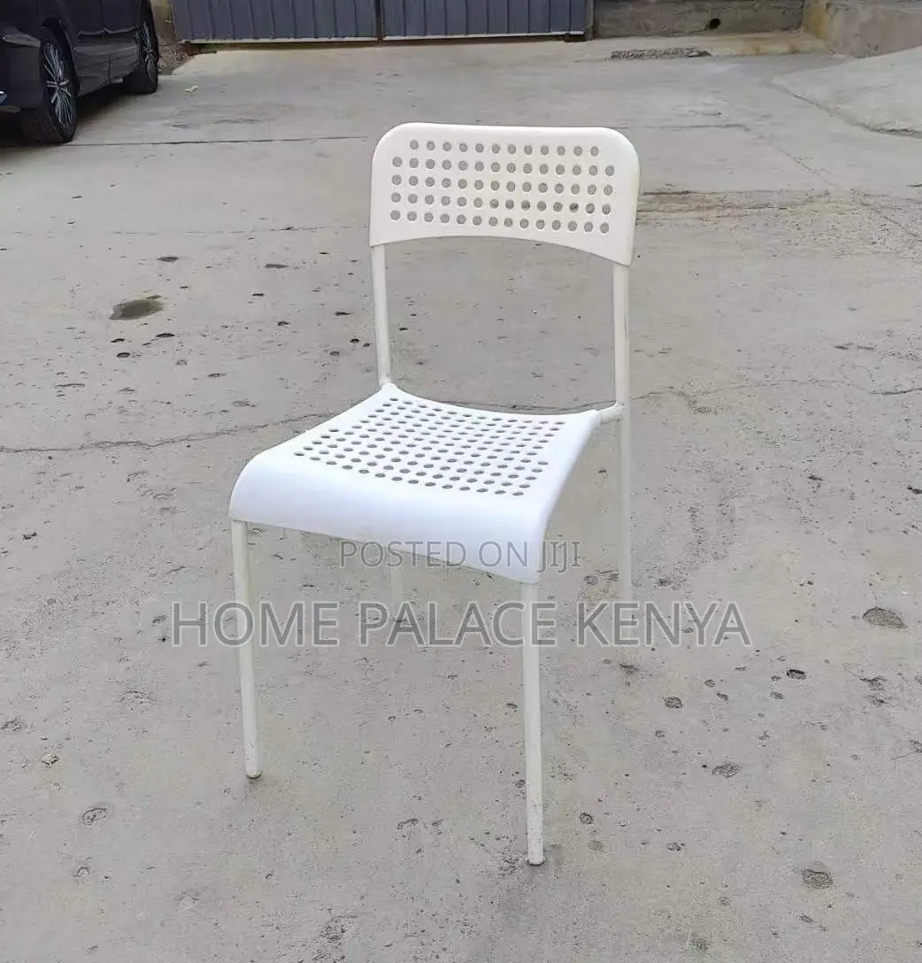 Home Chair: Classic White Metal Mesh Chair With Holes