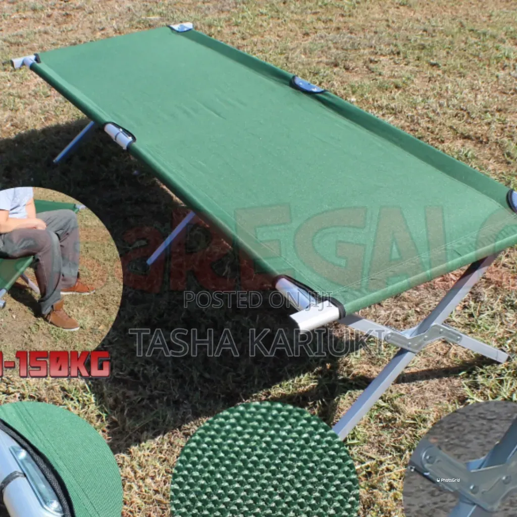 Jungle Green and Navy Blue Camping Bed